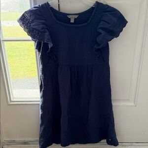 Lucky Brand Dark Blue Kids Dress with Ruffle Sleeves